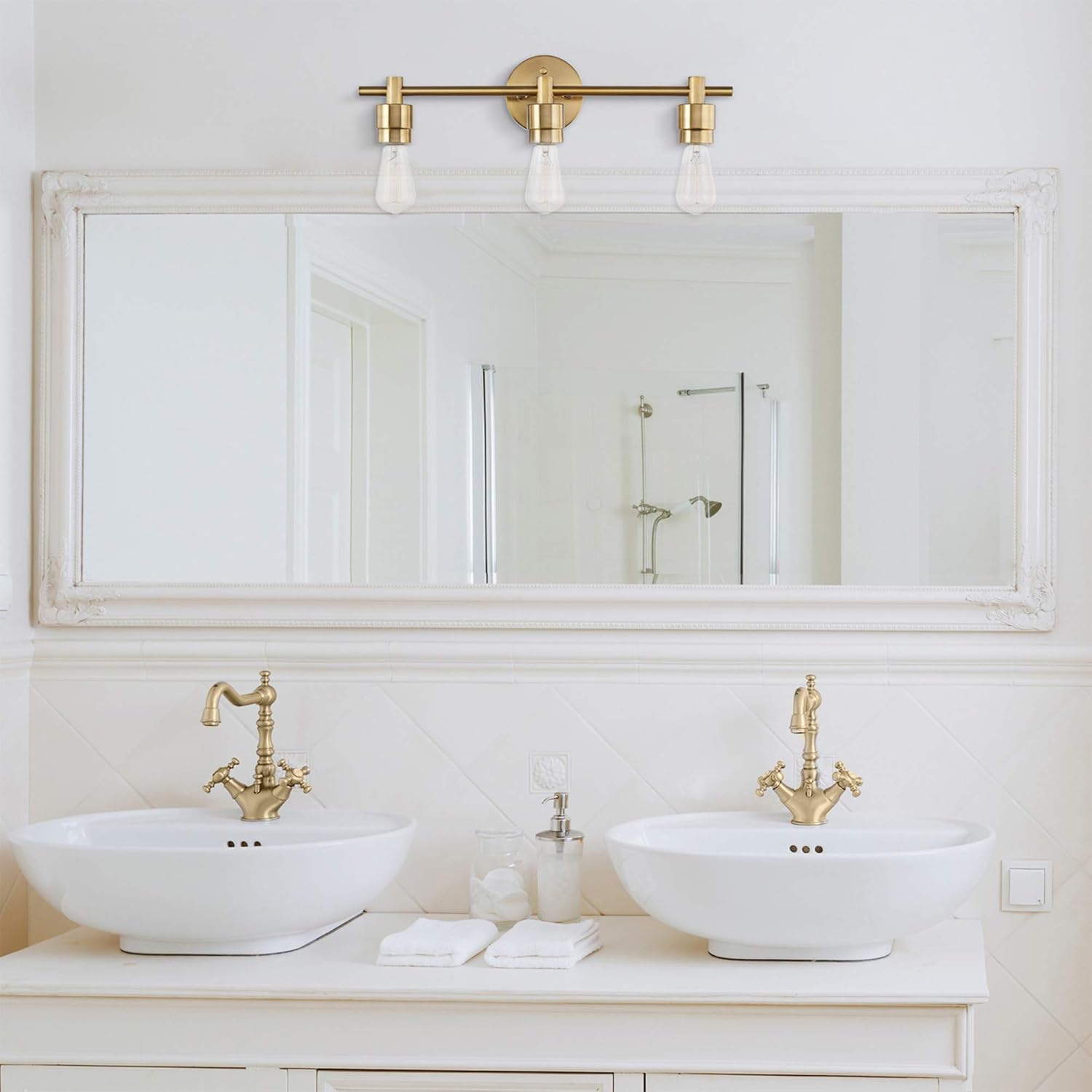 Alexandria Matte Brass 5-Piece Bathroom Set with 3-Light Vanity