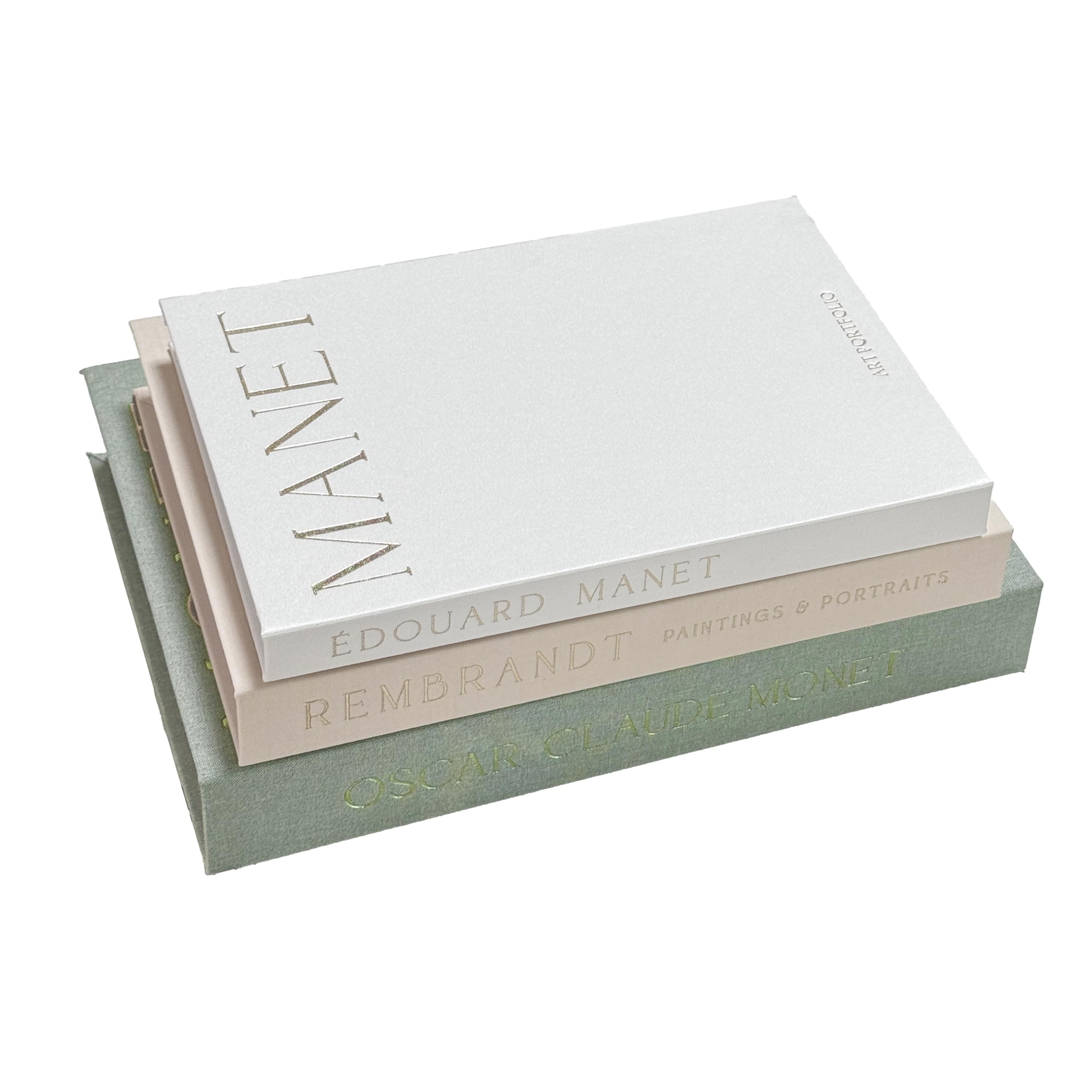 Decorative Books for Home Aesthetic Fake Books for Modern Linen Covered Photo Storage Keepsake Box for Coffee Table Farmhouse Set of 3(Green-Beige-White)