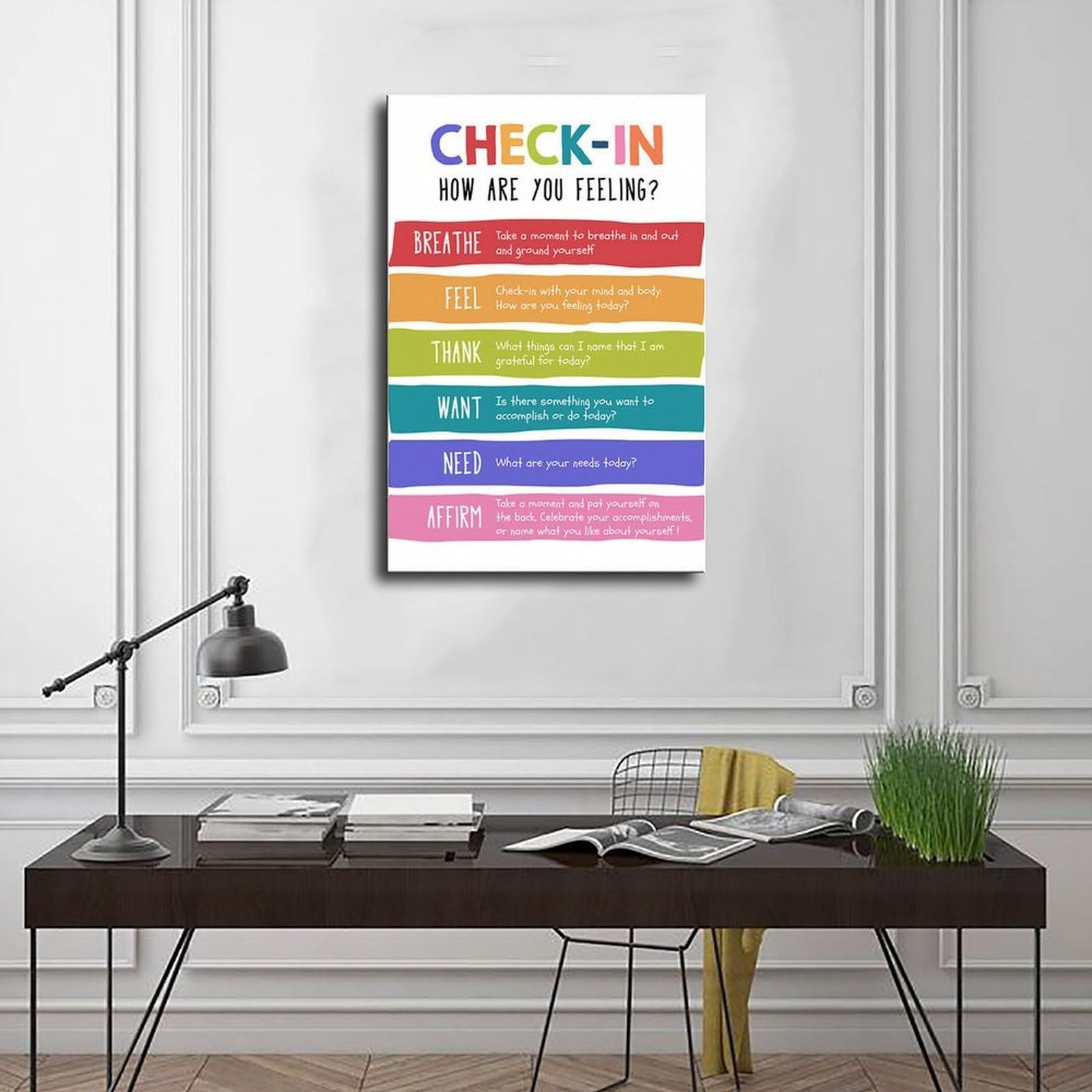 LNYLSJ Poster di salute mentale del controllo emotivo, poster d'arte di affermazione quotidiana | Tela per soggiorno, camera da letto, casa, ufficio, stampa regalo, stile cornice, 50,8 cm di lunghezza x 76,2 cm di larghezza