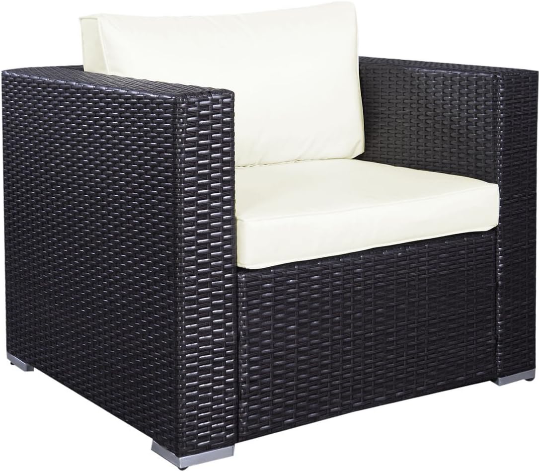 Tangkula Wicker Outdoor Patio Furniture Set Cushioned Garden Lawn Rattan Modern Sectional Sofa Set, 7PCS