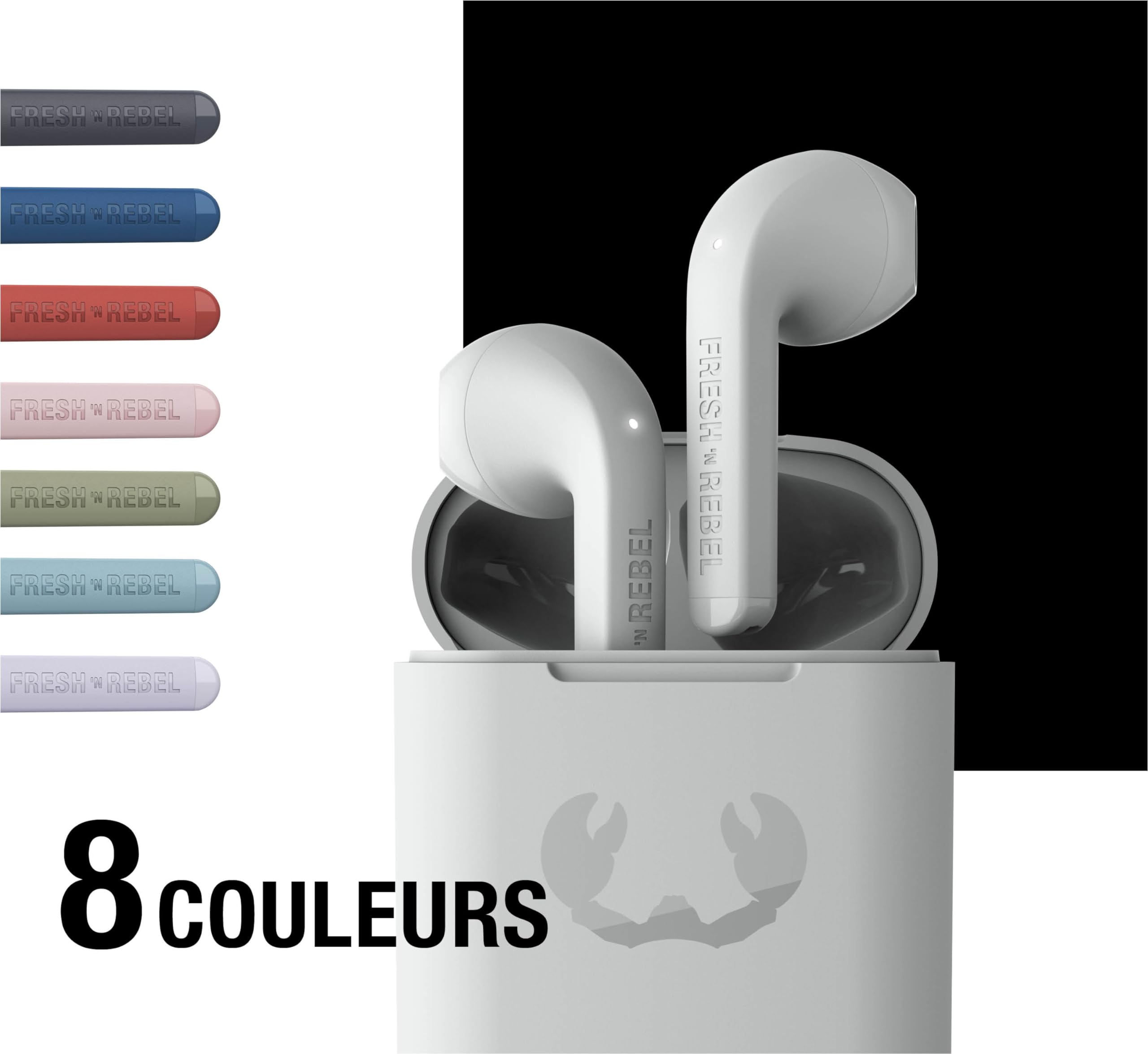 Fresh 'n Rebel Twins Core Écouteurs Intra-Auriculaires Bluetooth sans Fil avec Assistant Vocal, contrôle Tactile et Microphone intégré, 30 Heures D'Autonomie (Ice Grey)
