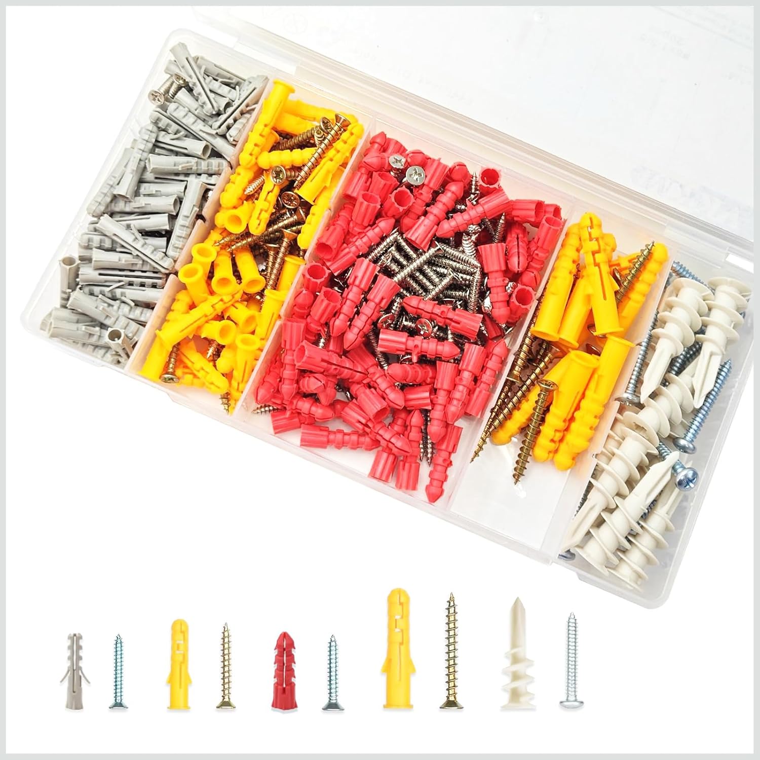 350PCS Drywall Anchors and Screws Assortment Kit - Durable & Easy to Install for Home & Office, Heavy Duty Wall Anchors for Plasterboard, Masonry, Concrete - Assorted Sizes