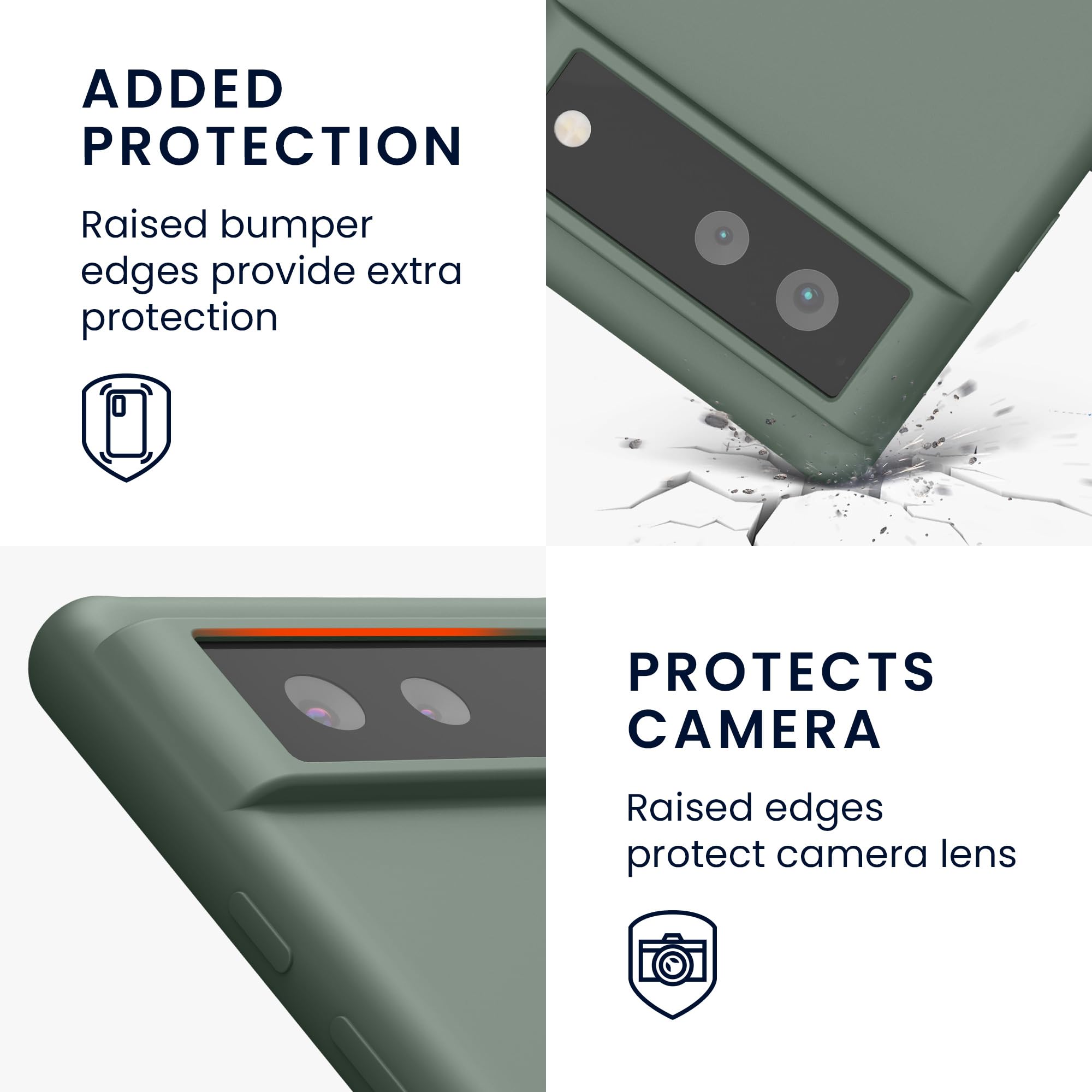 kwmobile Case for Google Pixel 6 Case - Soft Cover - Shockproof Silicone - Wireless Charging Rainwashed Green - Image 3