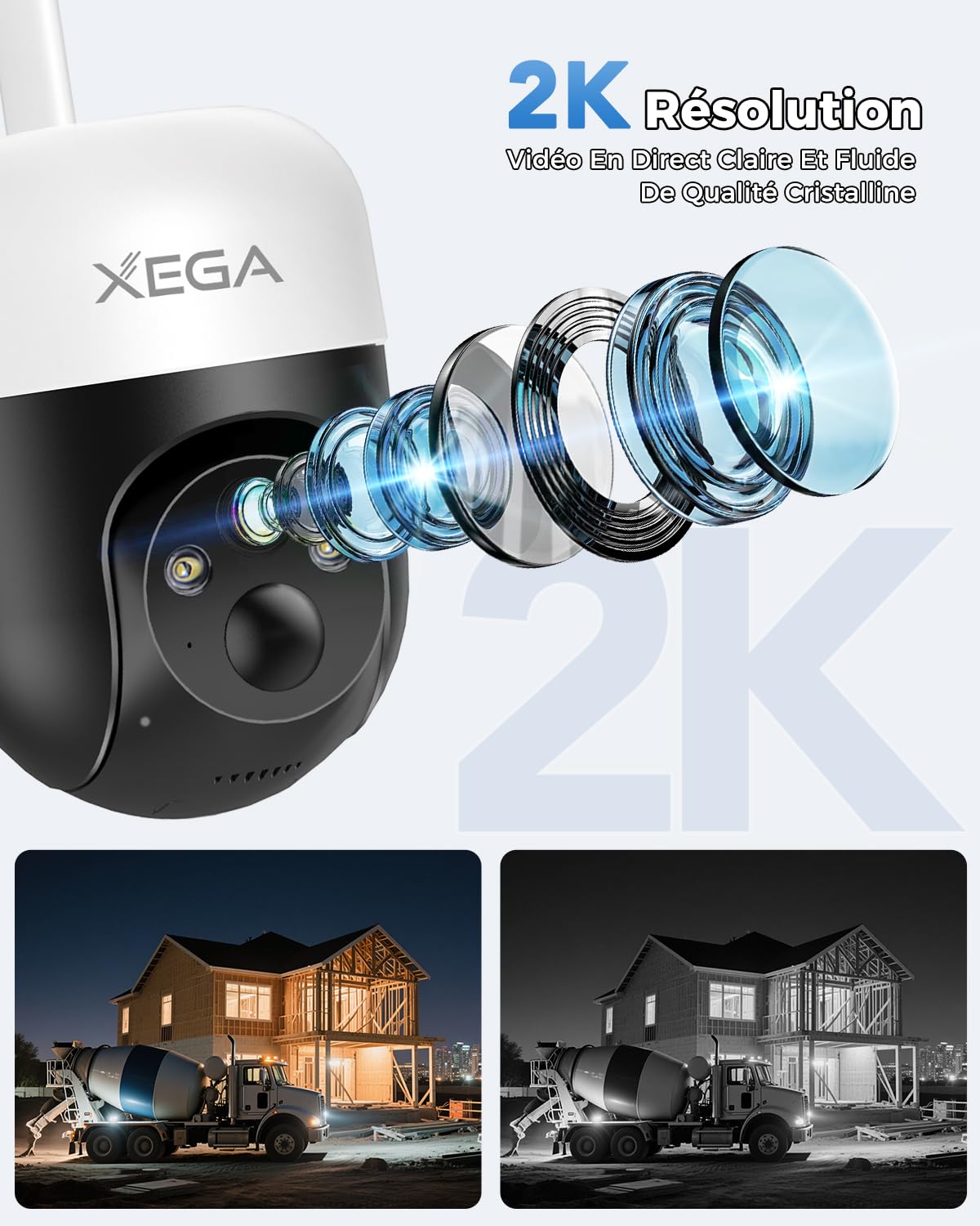 Xega 4G Caméra Solaire Extérieure avec Carte SIM sans WiFi Autonome