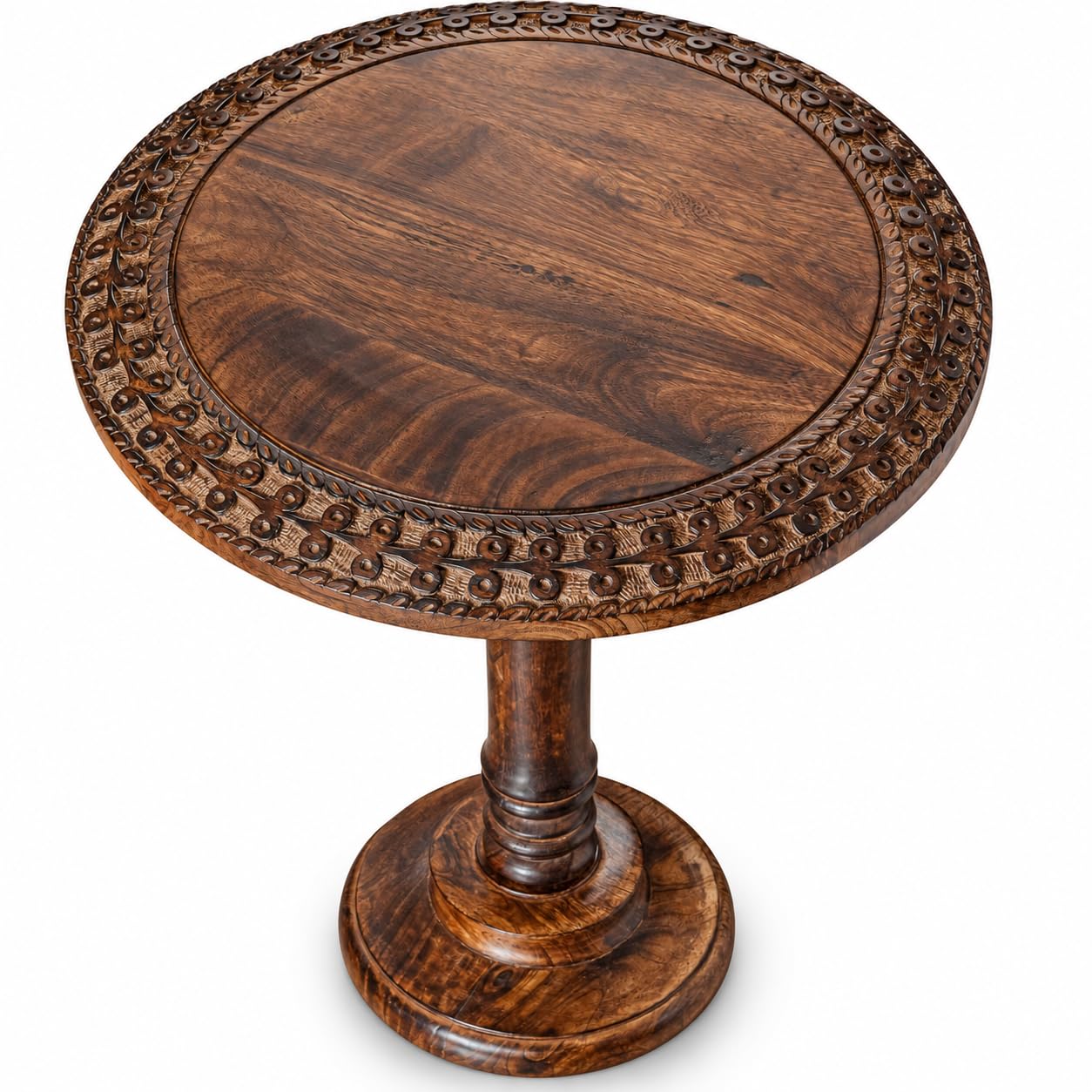 Alpha Living Home Mango Wood End Table 18x22, Burnt Brown Star Design
