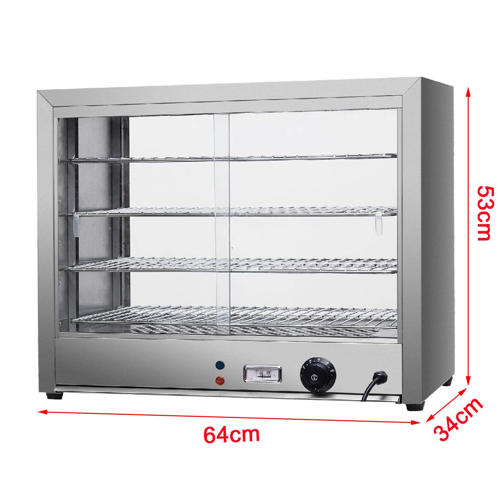 Vitrina para mantener el calor, 30-85 °C, 800 W, para restaurante, doble capa, para mantener el calor