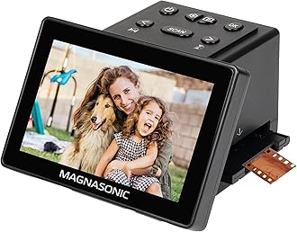Magnasonic All-in-One 25MP Movie Scanner with Large 5" Display and HDMI, Converts 35mm/126/110/Super 8 Movies & 135/126/110 Slides to Digital Photos, Built-in Memory