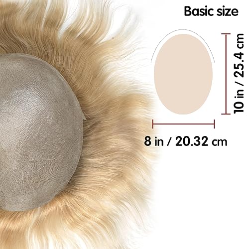 Miniatura 9 de Lordhair Toupee para hombres con cabello humano 100% europeo 8x10 pulgadas para hombres 0.001 in sistema de cabello de piel ultra fina para hombre