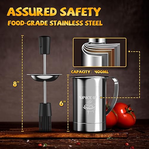 Miniatura 5 de Regalos de parrilla para hombres, accesorios para fumadores, juego de olla de salsa de barbacoa y cepillo para untar, accesorios de cocina geniales,