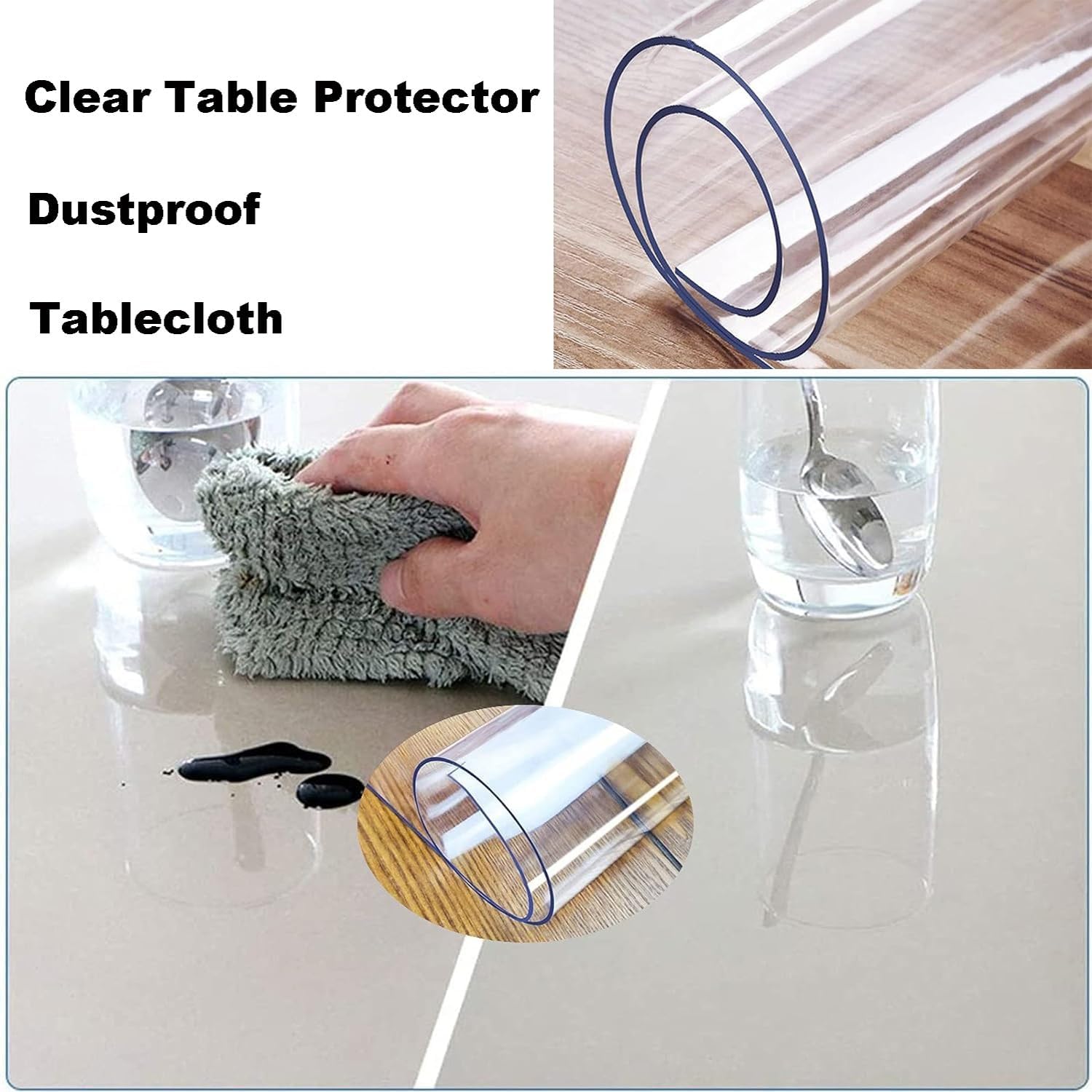 Transparent Desk Protector Mat 1.5mm Thick, Oil-Proof Dining Table Pad, Rectangle Desk Cover for Computer, Clear Table Mat (Size: 120x150cm)