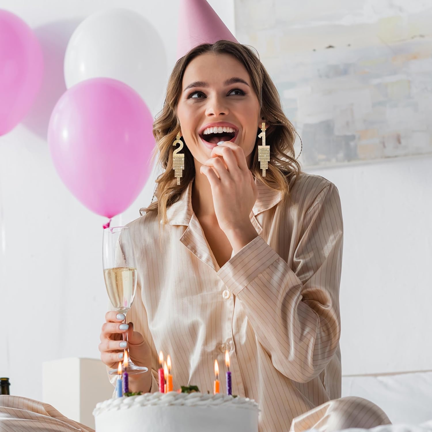 21st Birthday Earrings with Long Tassel - Women's 21st Birthday Decorations Gift Idea - Image 6