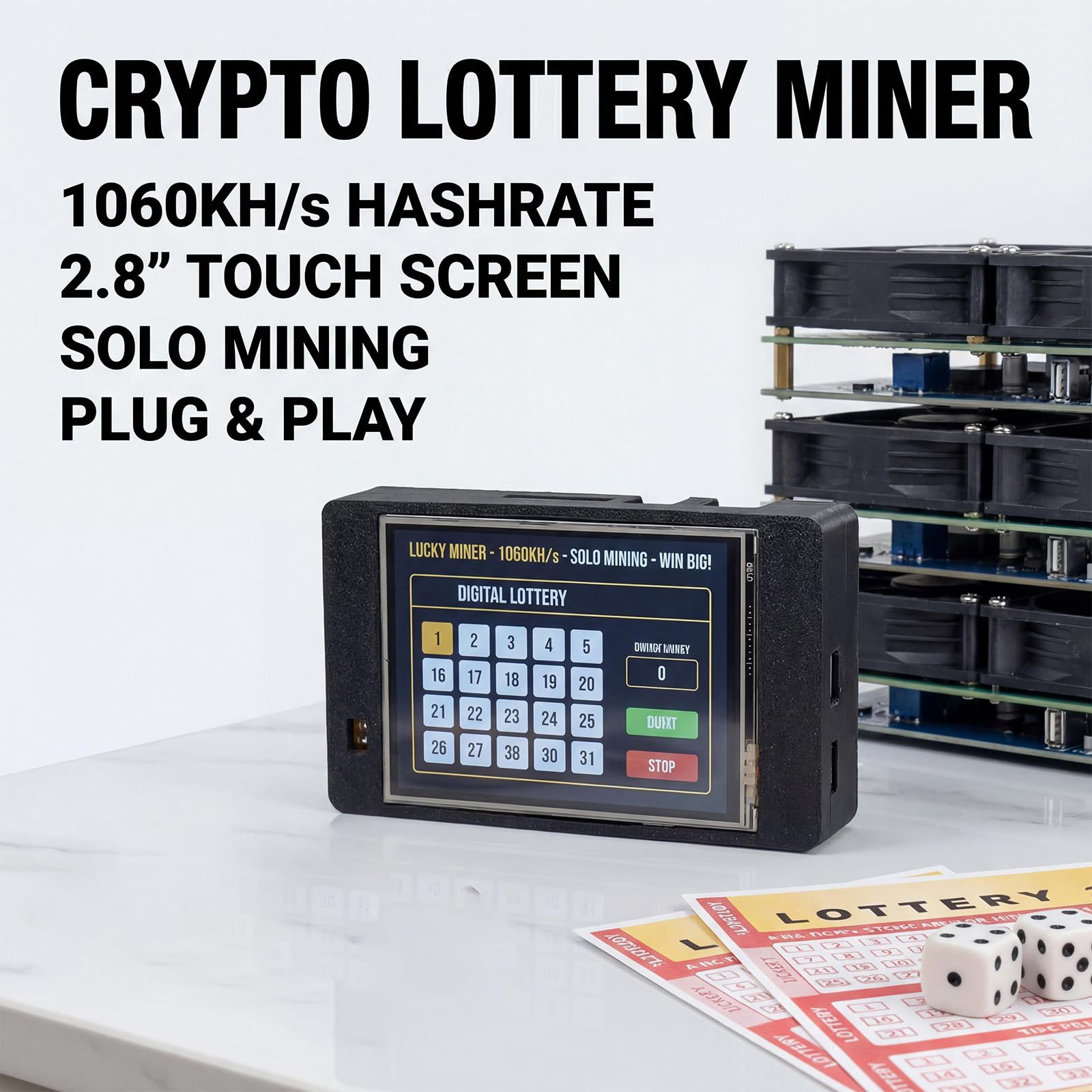 1060KH / S NMMiner Miner Home Coin Kryptowährung Lotterie Miner 2, 8 Zoll Farbdisplay NMMiner Mining Maschine Zubehör Büro Kryptowährung