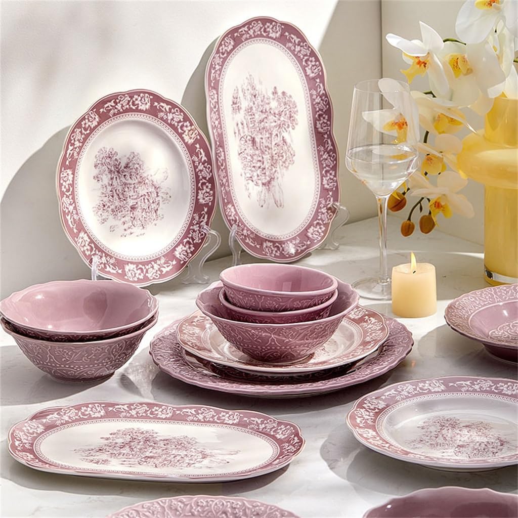 Dish Set Household Ceramic Bowl Plate Chopsticks Combination Gift Moving New House Box