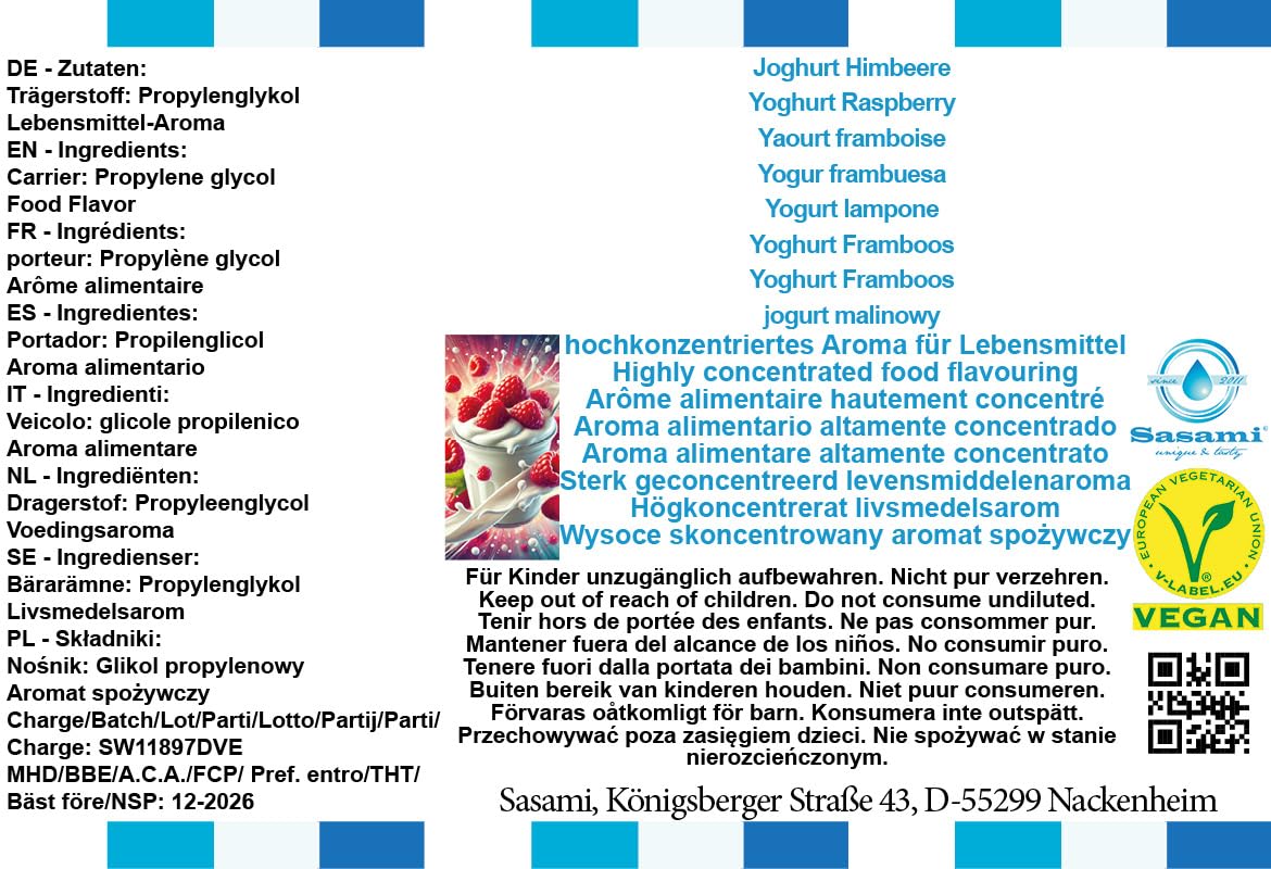 Yogurt lampone aroma concentrato - vegano - Sasami - 100ml