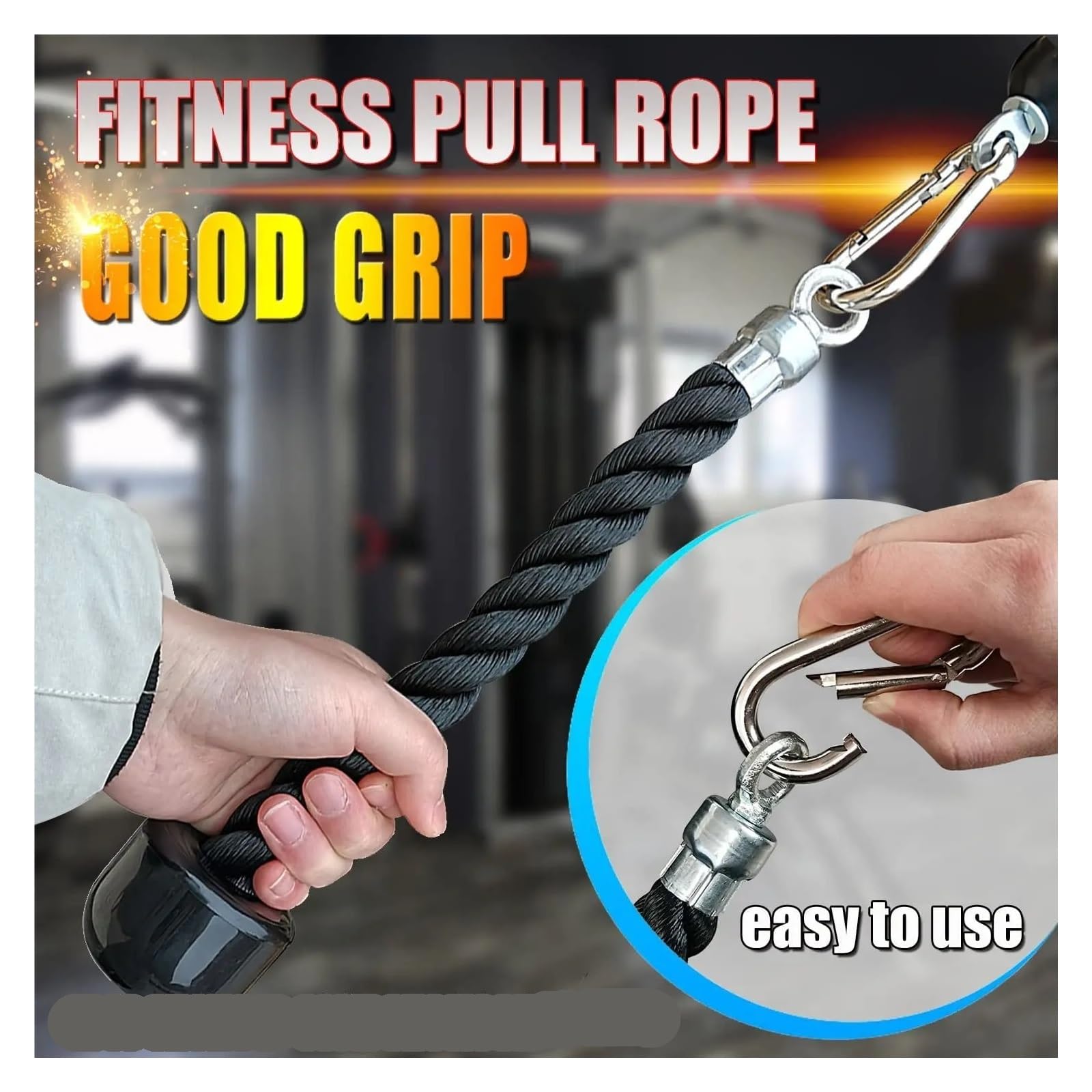 Corda for tricipiti resistente, attacco for cavo fitness for bicipiti, e muscoli della schiena, nylon rivestito(80cm)