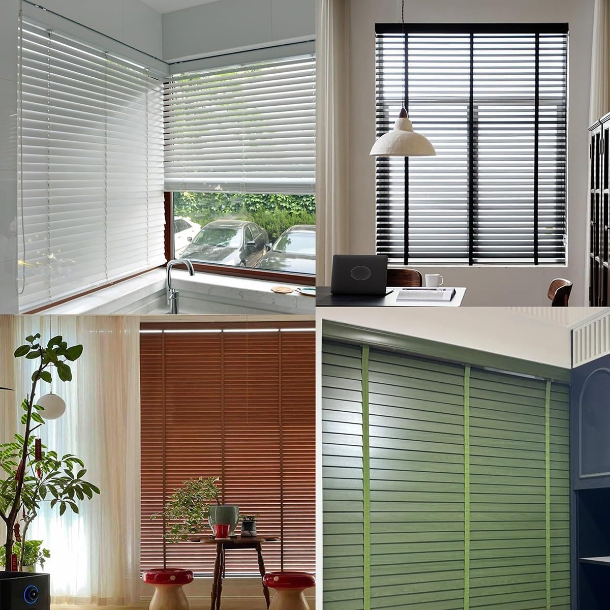 Cordless Mini Blinds Privacy 2 Inch Faux Wood Blind for Indoor Windows Size 20" 22" 24" 30" 32" 34" 40" 42" 44" 60" Light Filtering Wooden Horizontal Shades for Office/Bathroom/Home(Grey)