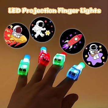 40PCS Space Finger Lights: Kids LED Party Favours Toys | Glow in the dark rave accessories. Perfect goodie bag fillers for boys, girls, birthday and Halloween bulk party supplies