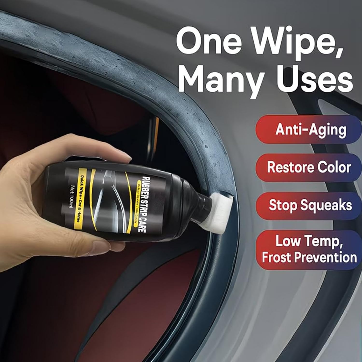 Rubber Restorer Liquid, Automotive Seal Balm, 100ml Conditioner with Grip, Long Lasting Lubricant Tool, RV Maintenance Device with Easy Use, Home Accessories for Vehicle Truck Marine Garage Workshop