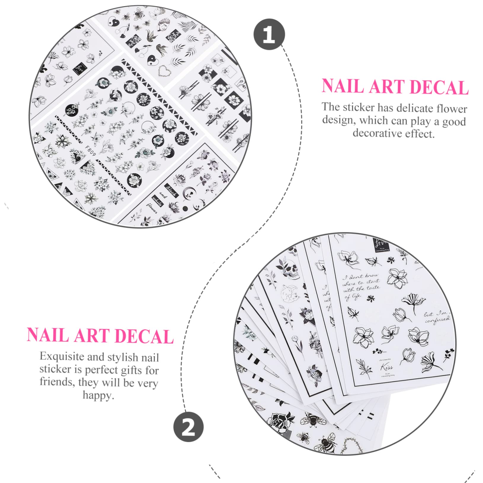 PACKOVE 5 Set Adesivi Per Unghie Fiori Set Stickers Manicure Per Decorazioni Unghiali Facili E Veloci Per Eventi Applicabili Su Cellulari E Altri Accessori 10 Fogli*5