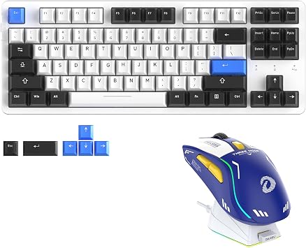 DAREU Wireless Keyboard and MouseEK87PRO 80% TKL Wireless Mechanical Gaming Keyboard &A950 Wireless Gaming Mouse with Charging Dock Combo