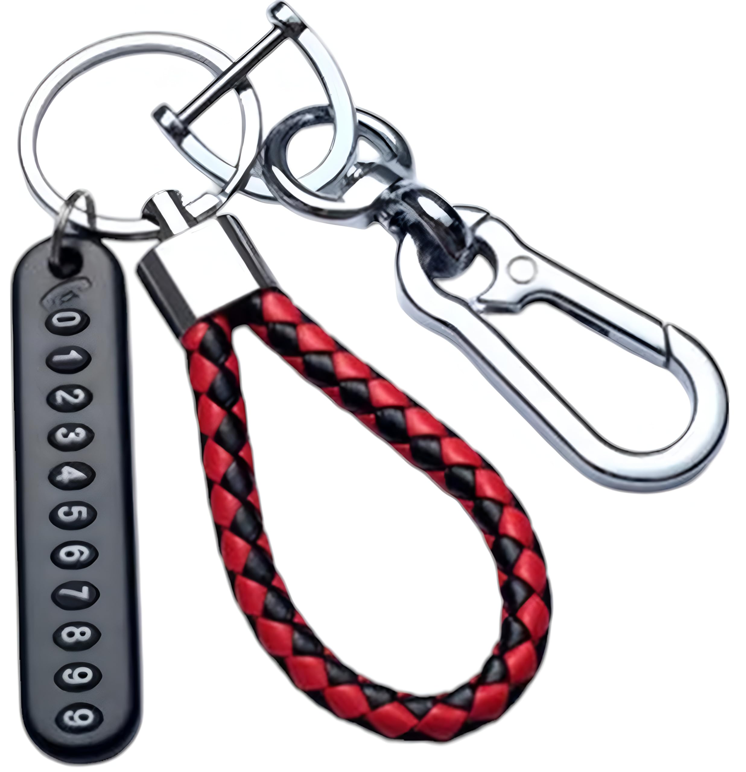 AUGEN Anti-Lost Car Keychains With Phone Number Tag Metal Keychain Double Pendant Keyring For Car, Bike, Office Home Gifting (Black & Red)-picture-33