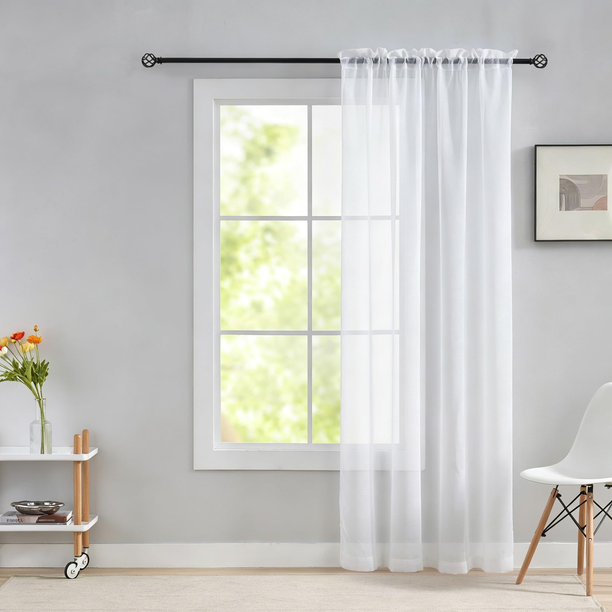 Home Brilliant Window Treatment 84 Inch Drop 1 Panel for Privacy Protected, Net Curtains White Sheer Curtains Drapes for Party, 84 inches Drop