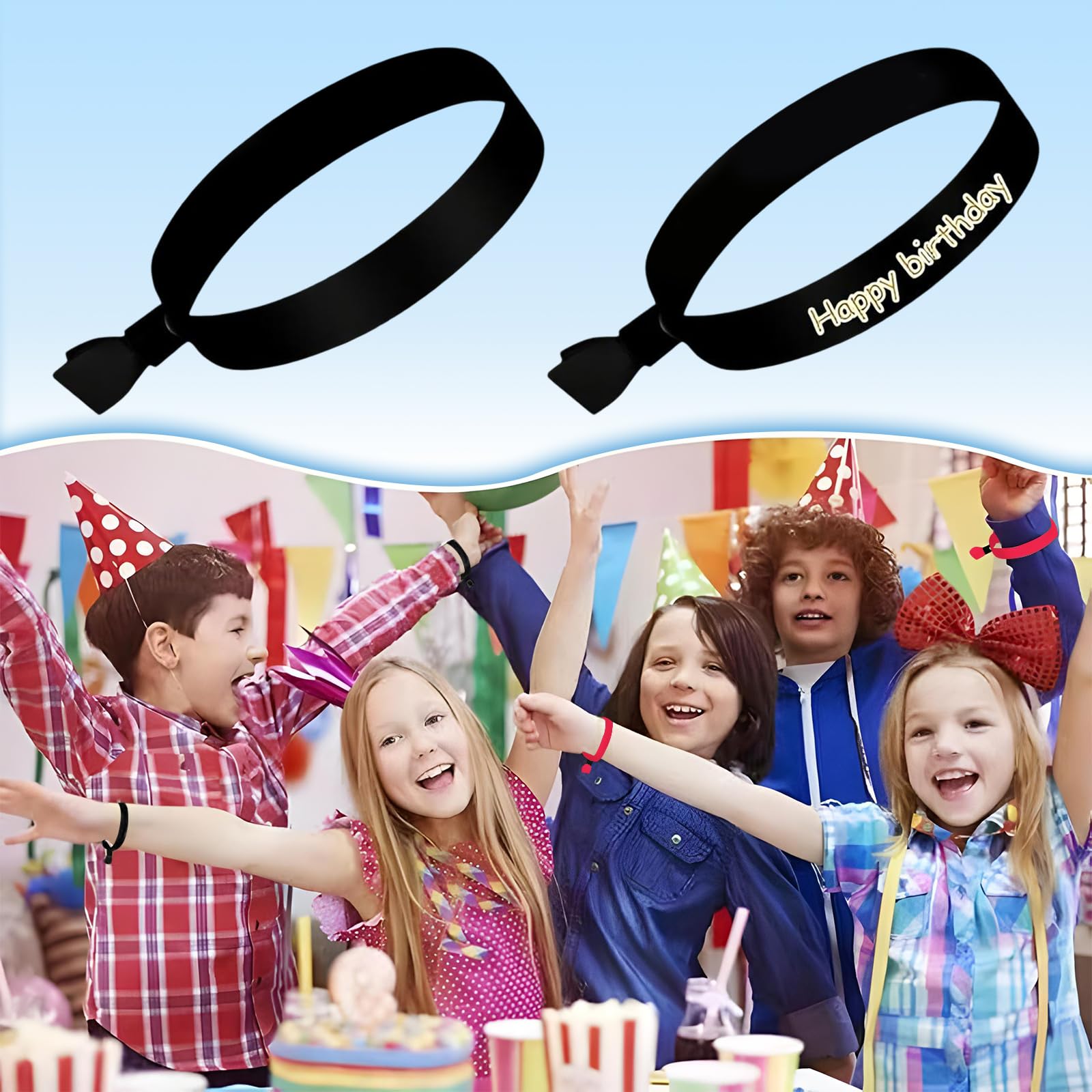 100 Stück Einweg-Festival Armbänder, Festival Bänder, Stoffarmbänder für Party, Konzerte (50 Schwarz + 50 Rot)