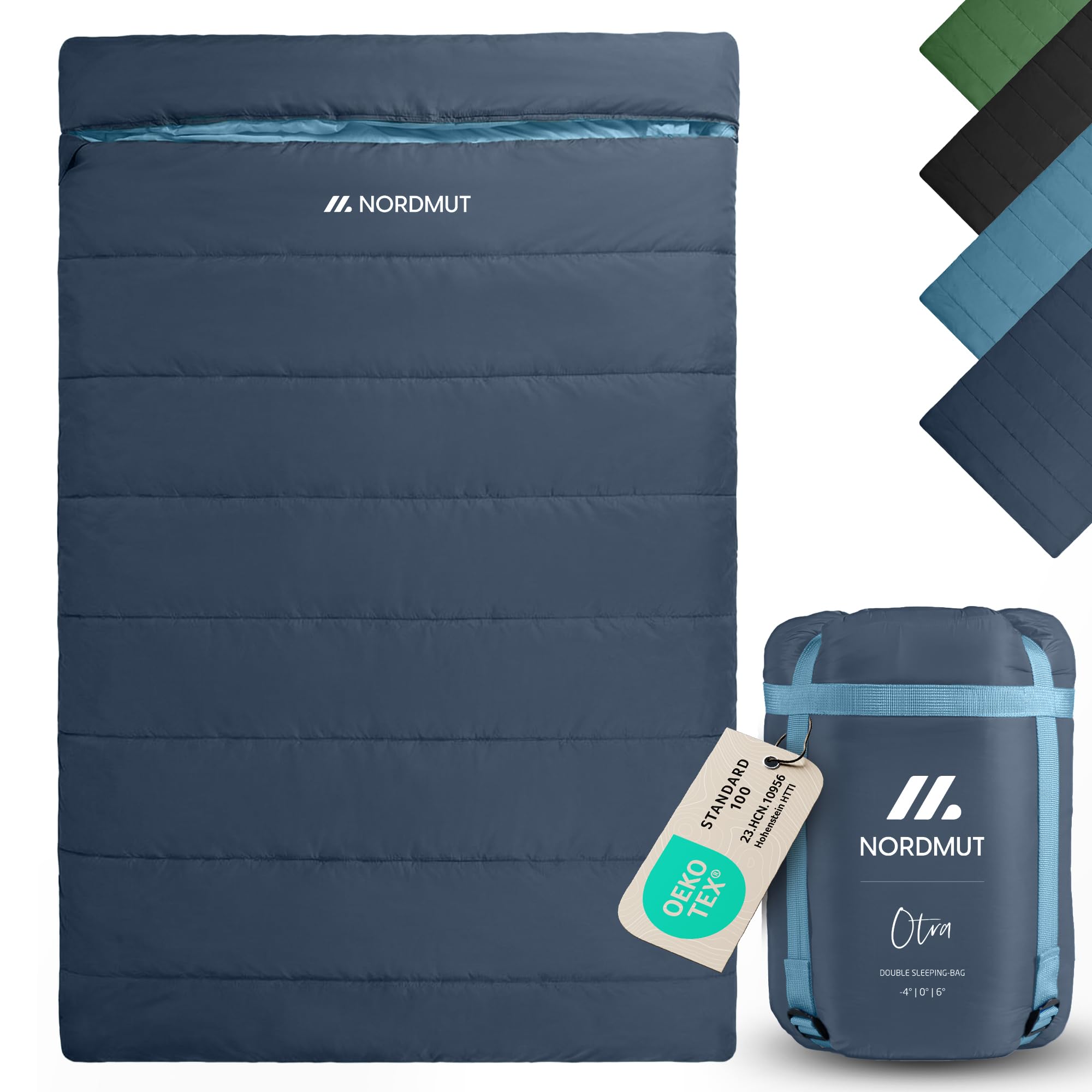 NORDMUT® Sacco a pelo doppio XXL con cerniera YKK premium a doppio senso – Sacco a pelo accogliente 2 persone extra largo & grande – per 2 persone con isolamento ottimale