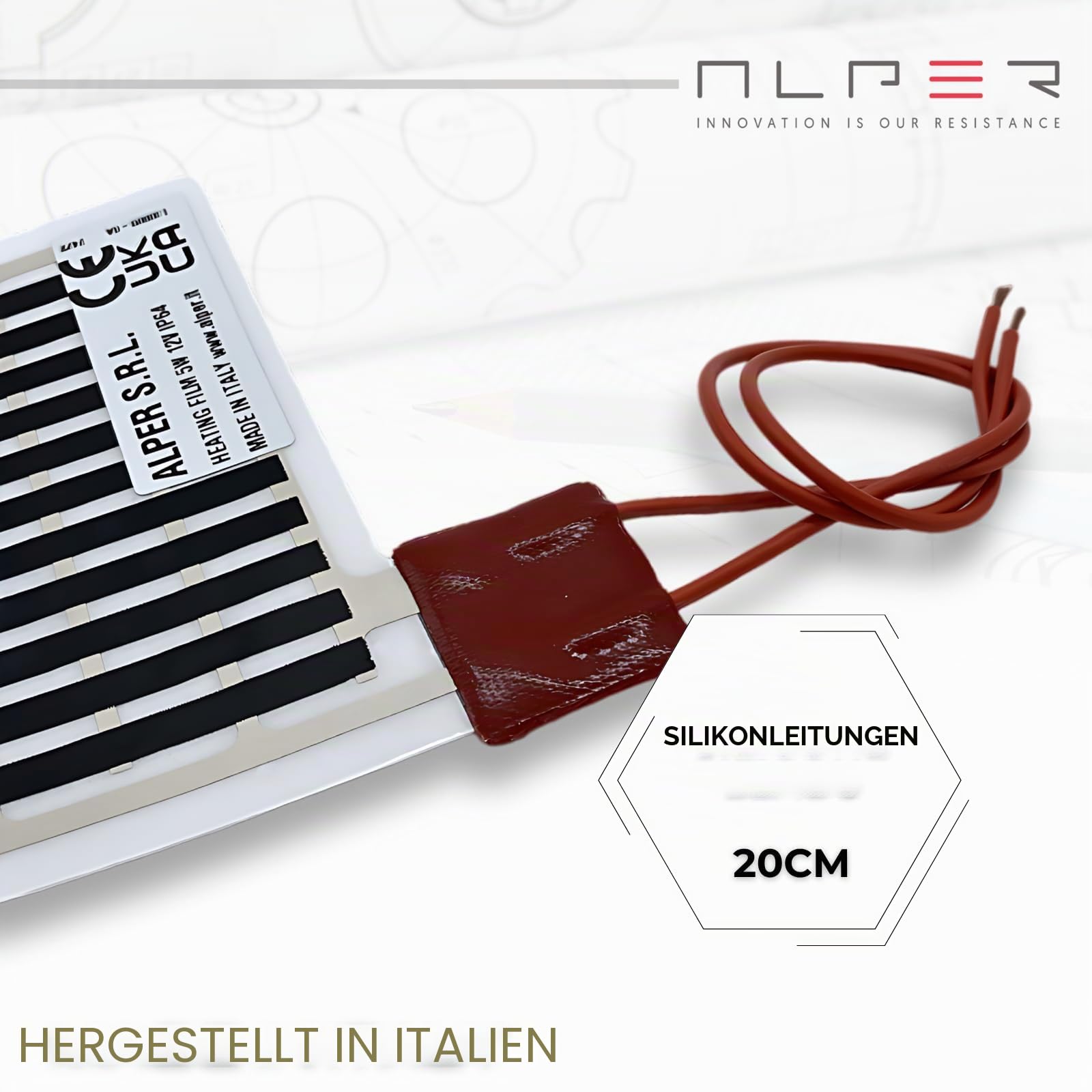 ALPER Heizfolie 12V 5W 10x10cm selbstklebend Heizelement