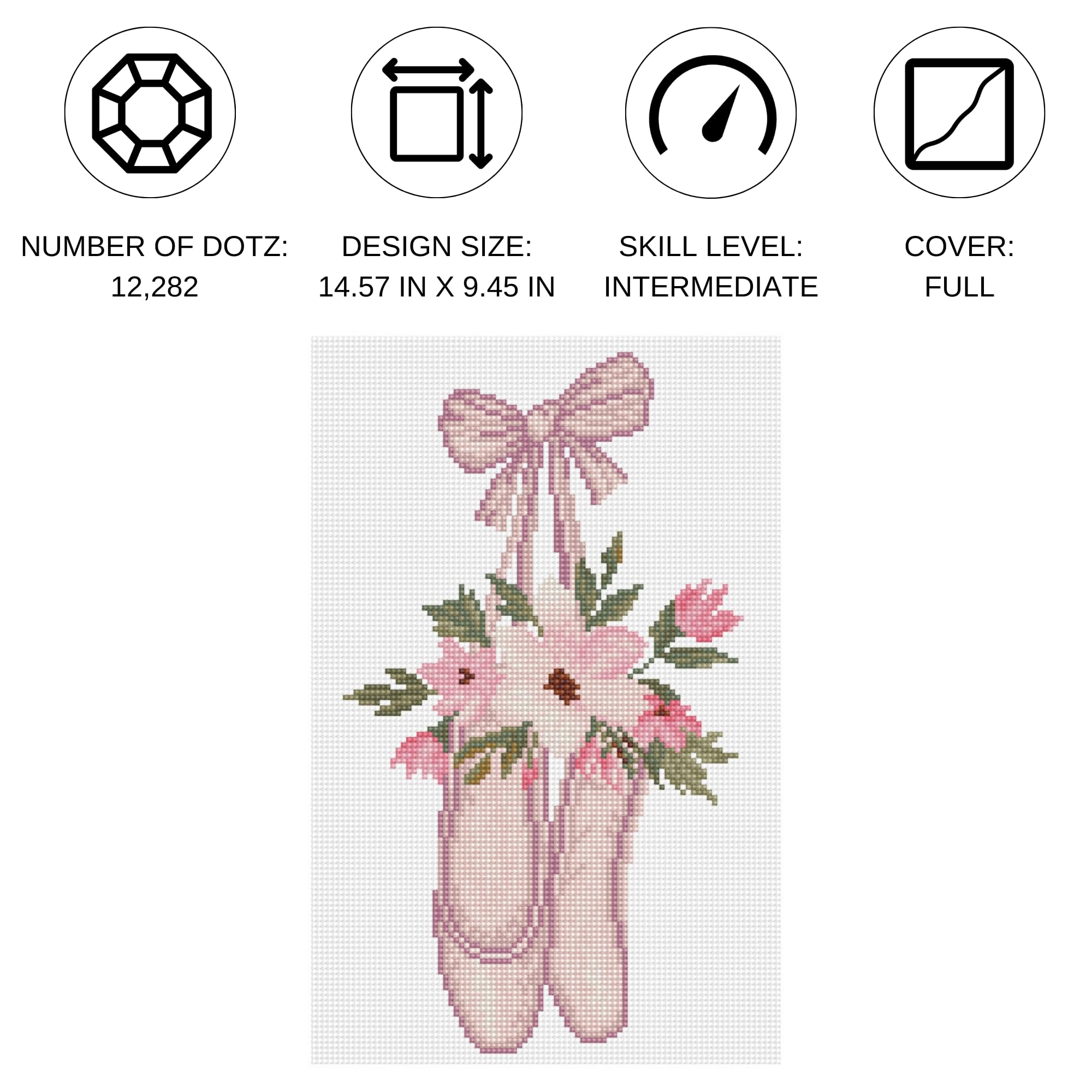 DIAMOND DOTZ Squares DQ7 Intermediate Kit, Colourful, 9.45" x 14.57", Ballet Slippers - Image 2