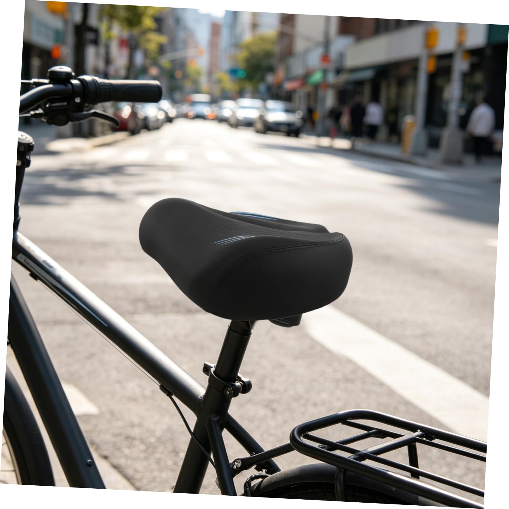 NUOBESTY Sella Bici senza Naso Extra Larga Seduta Imbottita | Ventilazione Cava Divisa, Base Allargata e Cuscino Spesso, Plastica Pu Metallo per Bici Cruiser e Mountain
