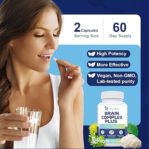 Miniatura 6 de Suplementos cerebrales para la memoria y la concentración  Nootrópico con Bacopa Monnieri, melena de león, Alpha GPC, Ginkgo Biloba  Claridad mental