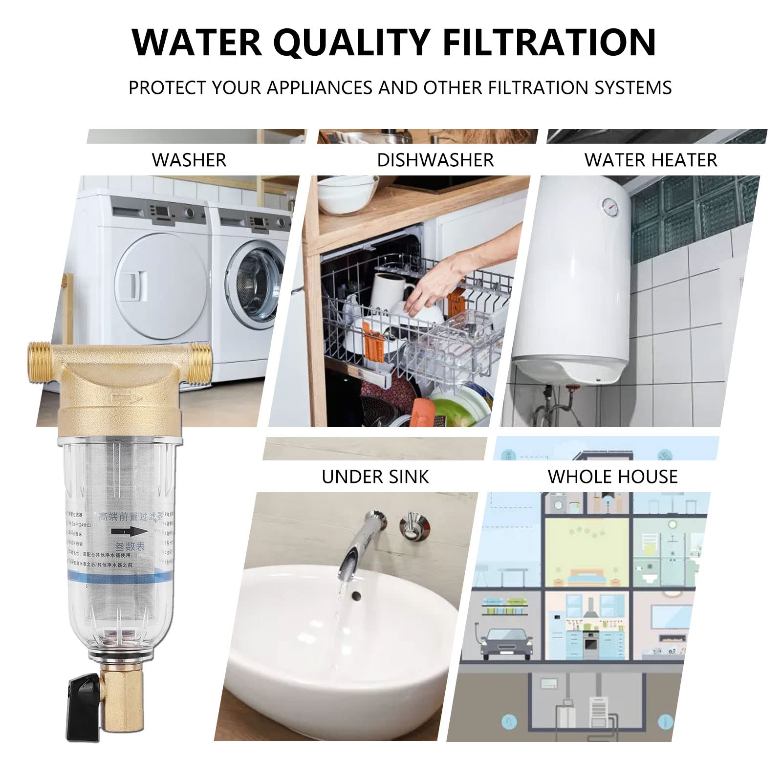 Cuivre écologique Filtre à Sédiments Eau 1/2" - Prétraitement 40 Microns - Cuivre Écologique - Maison Entière Filtre Eau 40 Microns