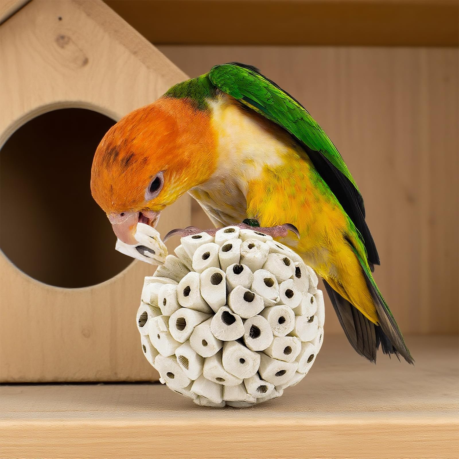 CheurYae 6 pcs Natural Sola Balls Bird Toys Soft Chew Shred Foraging Toy for Parrot Parrotlet Budgie Finch Macaw Hamsters Rabbits - Image 4