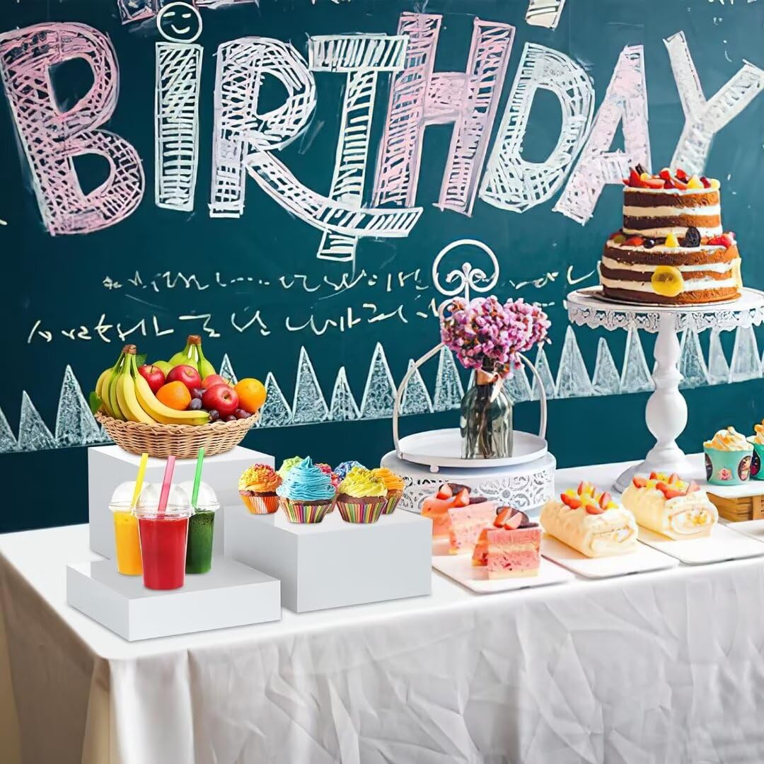 Rehausseurs de Buffet, 3pcs Élévateurs de Buffet en Acrylique, Présentoirs à Dessert Rehausseurs, Support Cubique pour Cupcakes, Bonbons, Brunch, Bjets Collection, Bijoux, Mariageset Fêtes