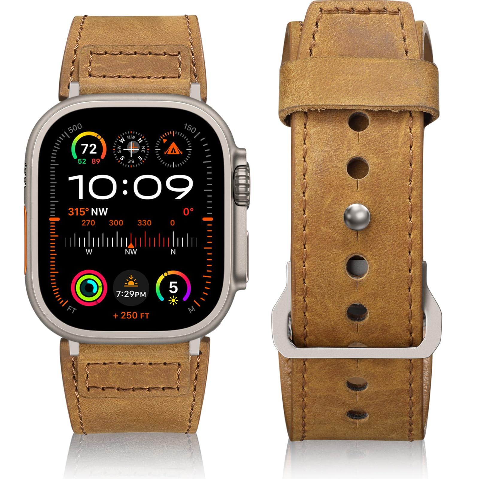 Maledan Leather Bands Compatible with Apple Watch Ultra 3/2/1 Band 49mm 45mm 44mm 46mm 42mm Men Women, Top Grain Vintage Genuine Leather Strap Band for iWatch Series 11 10 9 8 7 6 5 4 3 SE 3 2 1