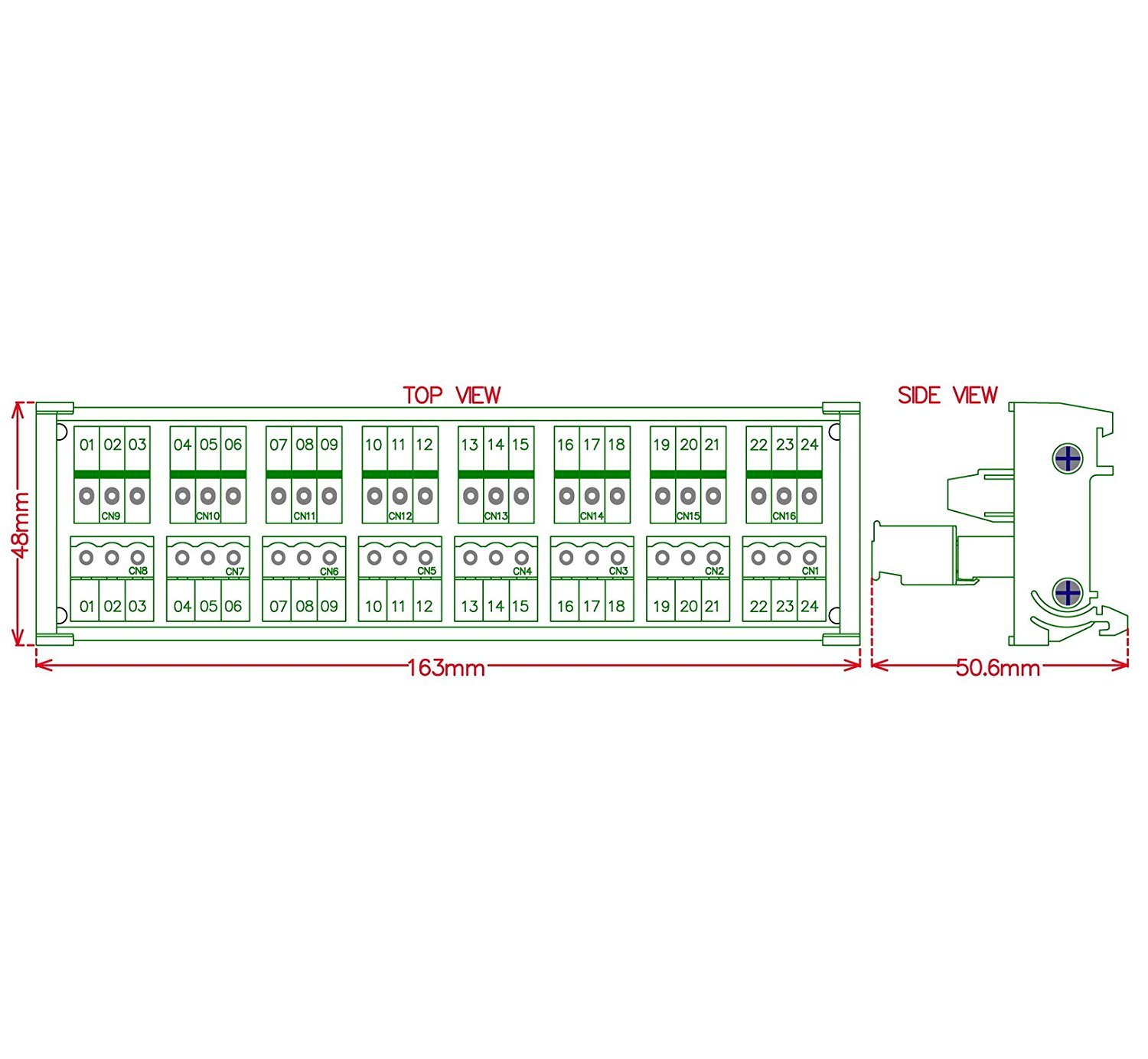 Electronics-Salon Slim DIN Rail Mount 30A/300V 1x9 Position Screw Terminal Block Distribution - View #6