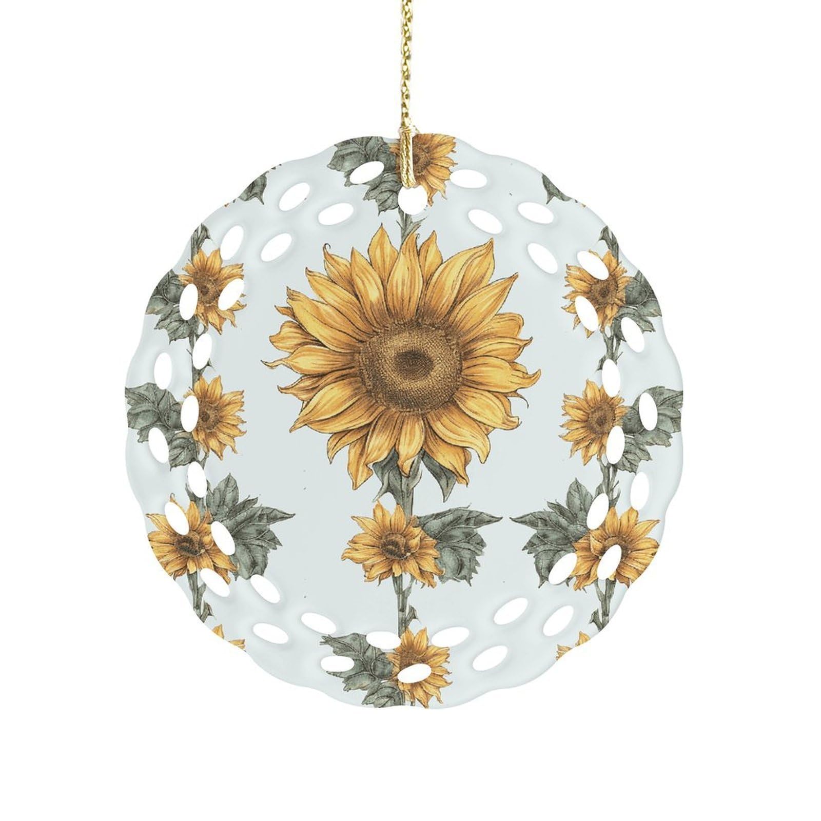 Wsoihfec Style Sunflower Hand Painted Floralhanging Ornaments For Tree- Christmas Ornaments,Home Decor | Housewarming Gifts,Ceramic Keepsake For Family, Friends