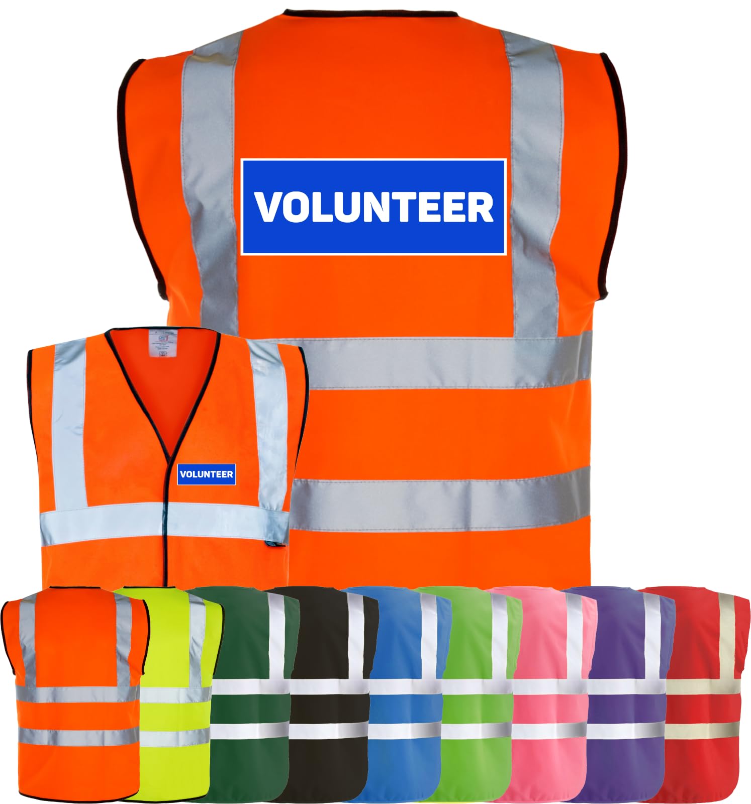 Corporate Togs VOLUNTEER Printed High Visibility Waistcoat - Hi-Vis Safety Vest Tabard, Brace Hi-Vis Strips, Fully EN471 Health, Protective Safety Wear | Safety Apparel โ image 1