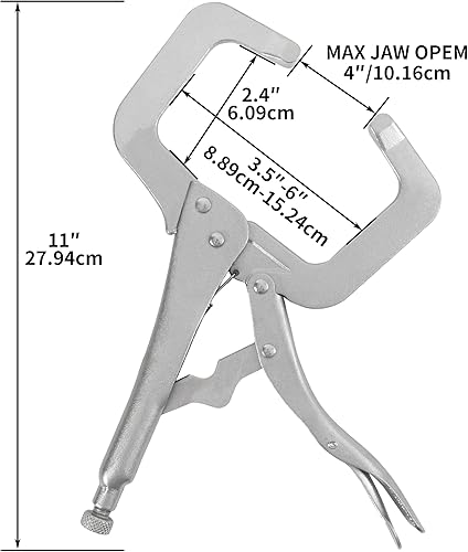 Miniatura 3 de HFS (R) 3 abrazaderas de soldadura de bloqueo surtidas cromadas: abrazadera C de bloqueo de punta regular de 11 pulgadas; abrazadera de soldadura de