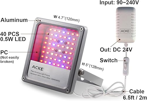 Miniatura 2 de ACKE Luces LED de crecimiento de espectro completo,Luces de planta,Lámparas de cultivo 12W para plantas de interior,Hidropoincs