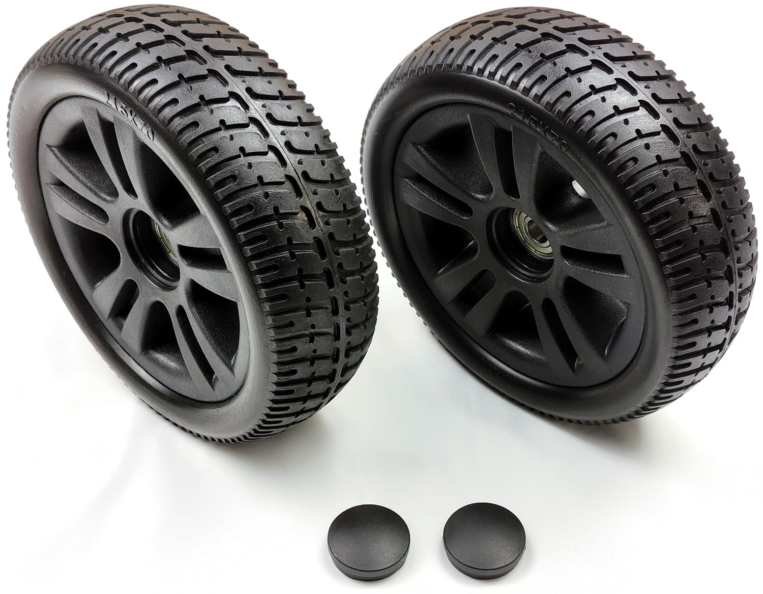 Photo 1 of 4-Wheel Travel Scooters,Mobility scooter,Replacement front wheel,Tire With Wheel,215 * 70,9"*3",W/bearing and cover,1Pr,Black