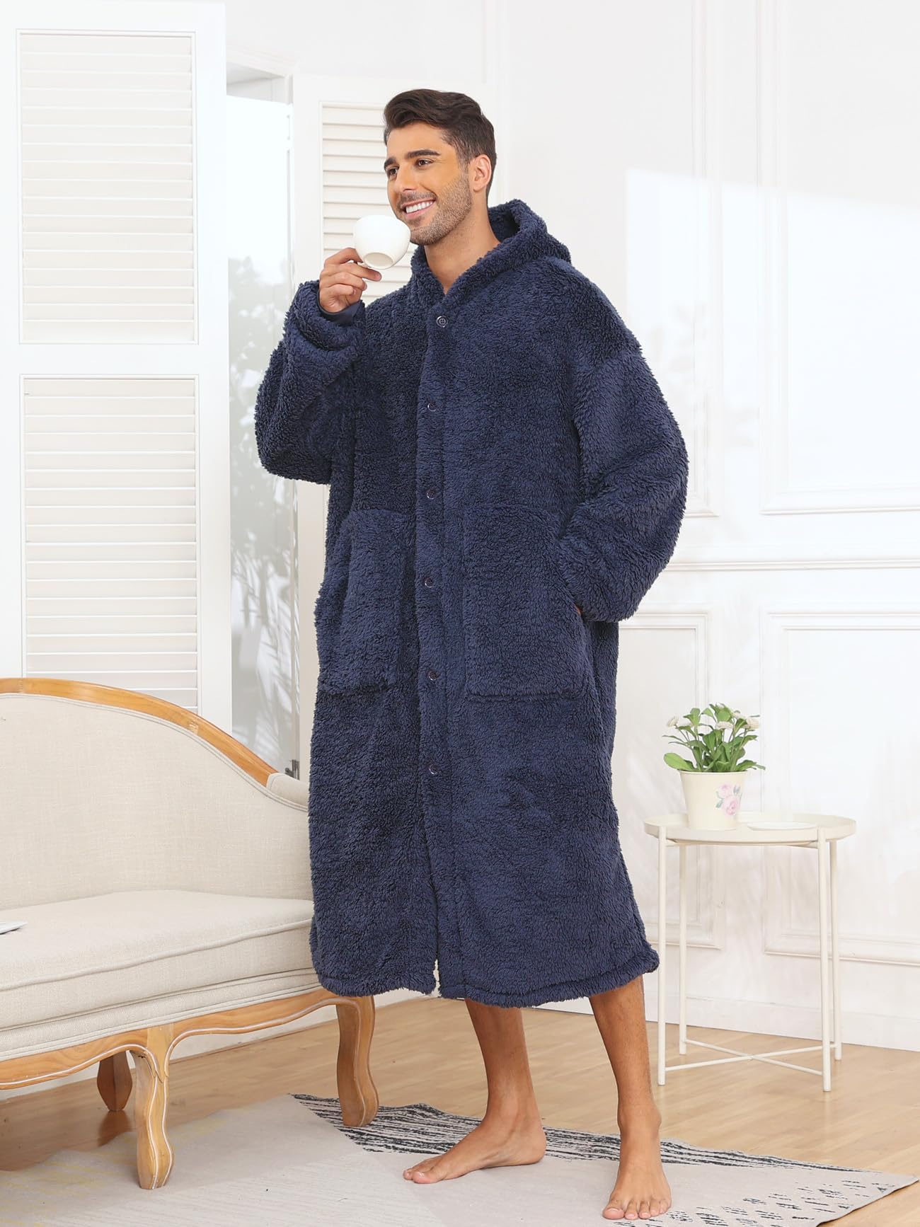 Couverture portable surdimensionnée pour femme, couverture à capuche en polaire épaisse pour adulte, sweat à capuche sherpa confortable comme cadeau pour maman, bleu marine, One Size
