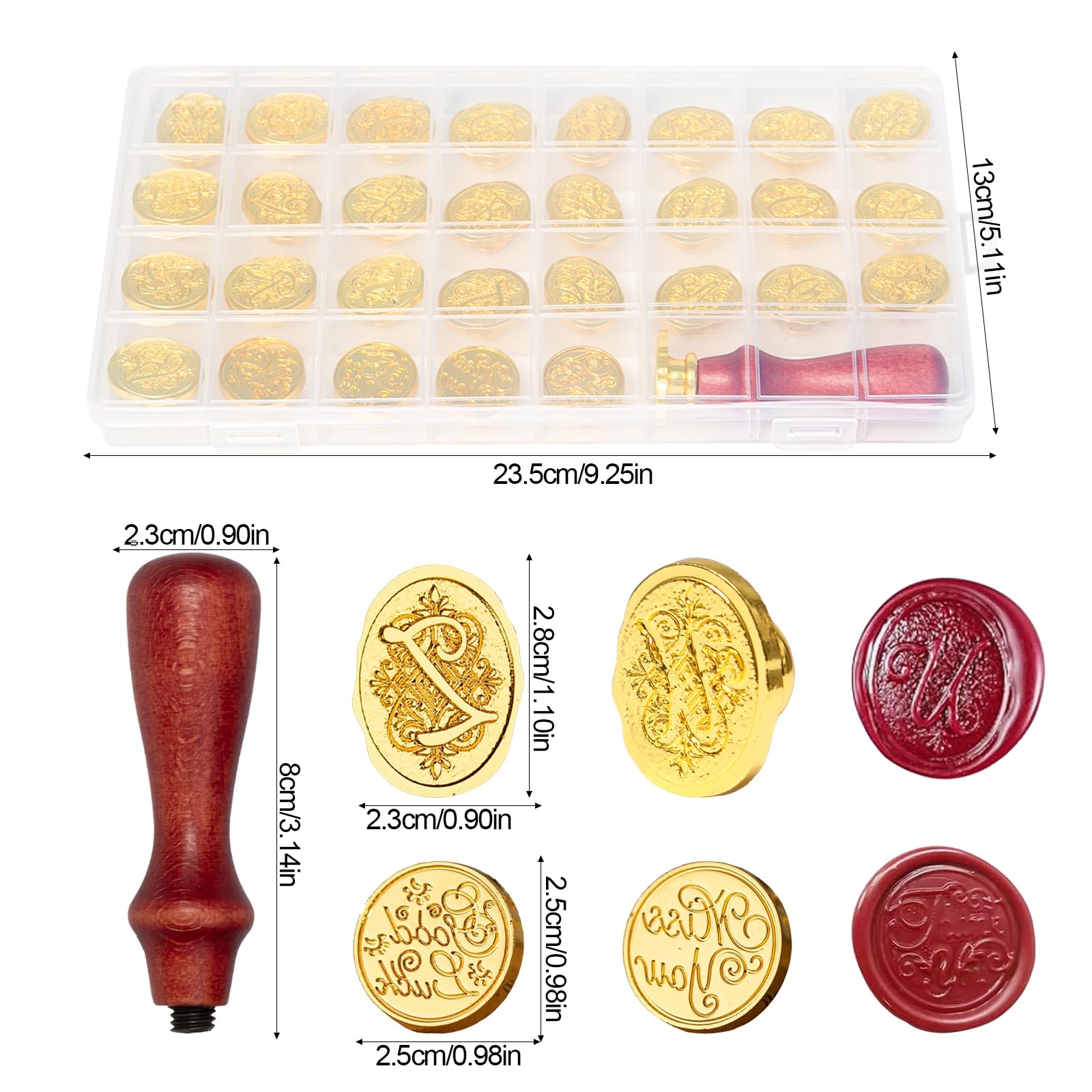 Kit Tampon à Cacheter 30 Pièces Sceau Cire Alphabet 26 Lettres A-Z pour Cartes de Vœux Mariage
