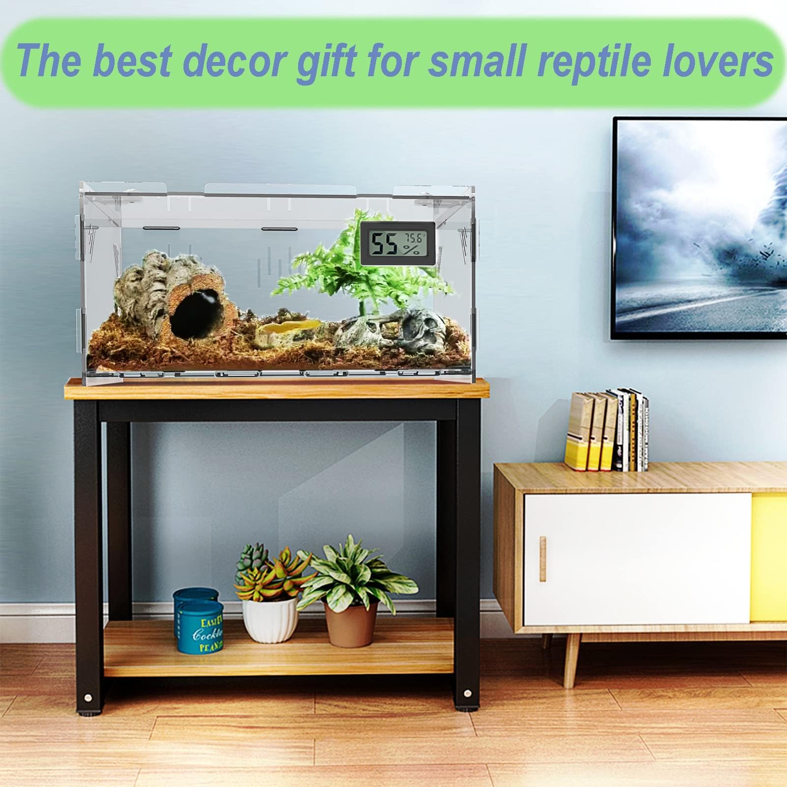 Tanque de reptiles, terrarios de reptiles, caja de cría de reptiles acrílicos, tanque de jaula de terrario para pequeños insectos reptiles en casa y oficina (grande)