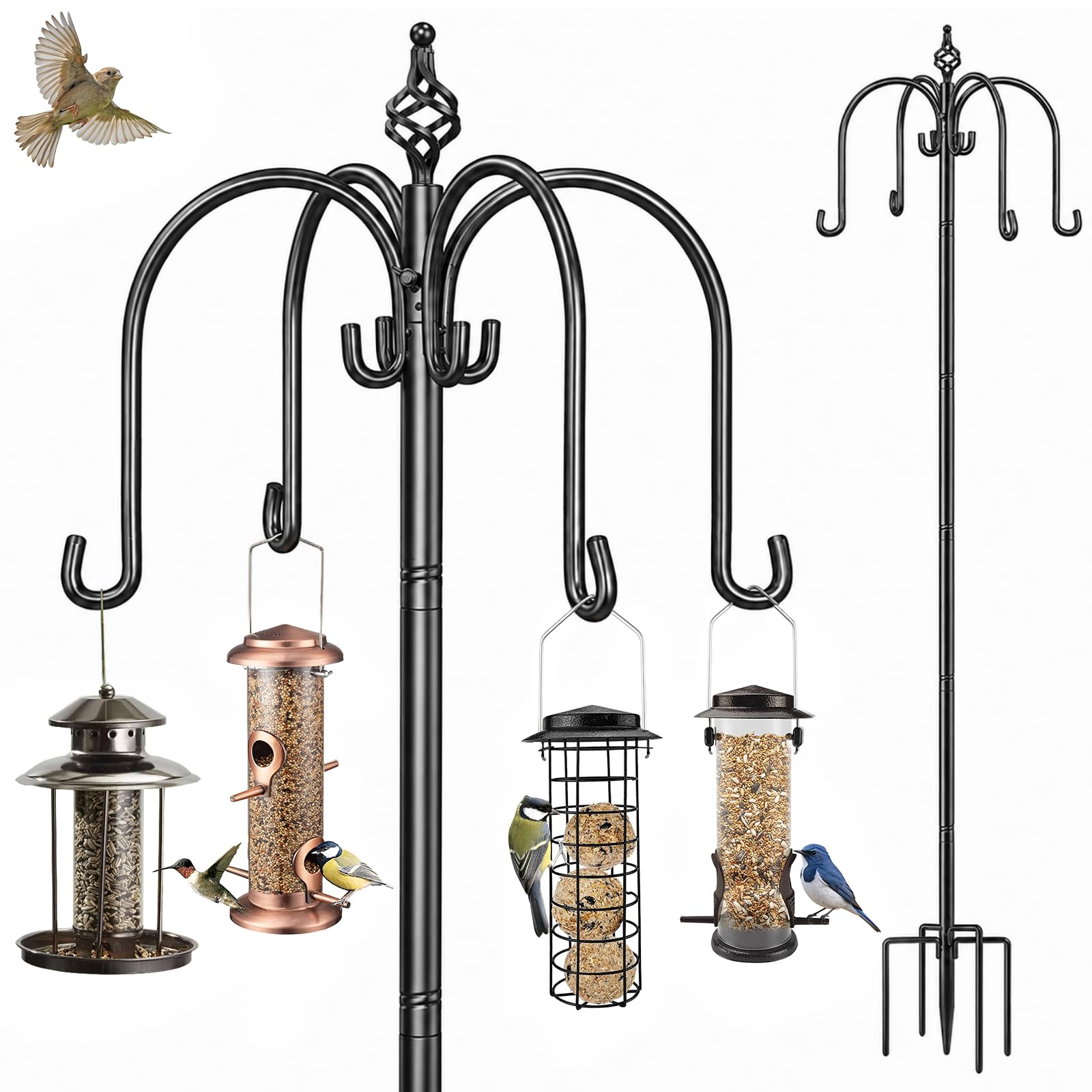 Mangiatoia per uccelli, 224 cm, resistente, per mangiatoie per uccelli, ganci autoportanti per luci da giardino, lanterne, cesti per piante