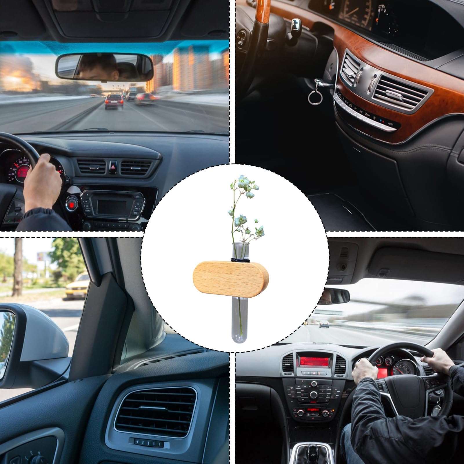 Portavaso da Propagazione per Bocchette Auto Portavaso per Auto | Decorazioni in Legno Profumato Idroponico Diffusore di Aromi per Casa Camper