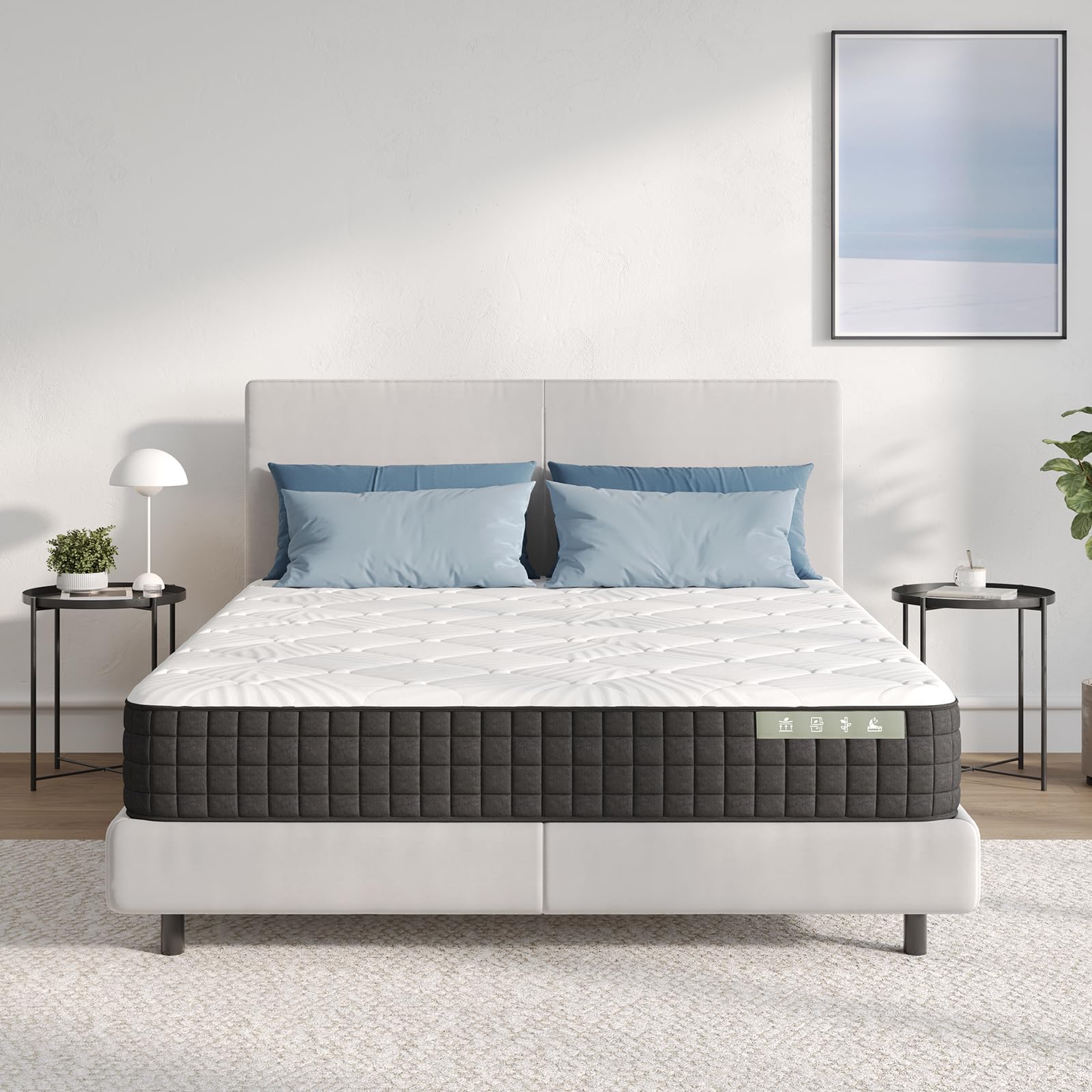 Avenco Materasso 160x190, Materasso Matrimoniale in Schiuma di Bambù, Tessuto Riempito con Gel Memory Foam Traspirante, Supporto Perfetto Si Adatta al Corpo e Migliora il Sonno
