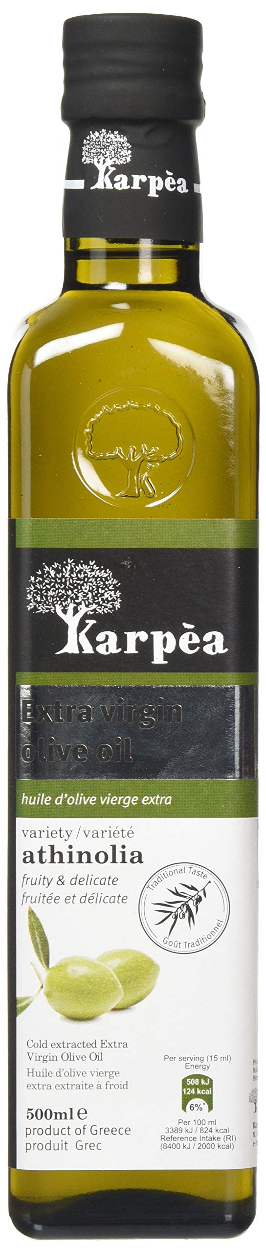 Karpea Athinolia Greek Extra Virgin Olive Oil – 500ml | Cold-Pressed, Monovarietal, Early Harvest, Single-Origin | Award-Winning Mediterranean Olive Oil