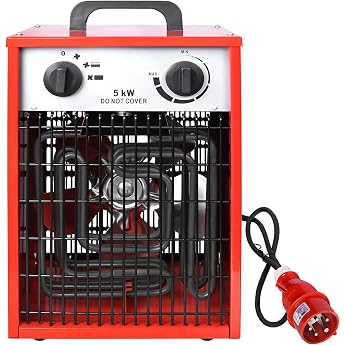 UISEBRT Fan Heater Electric Heater 5 kW 400 V Construction Heater Electric Heater Heater Fan with Thermostat and 4 Heat Settings 5 kW